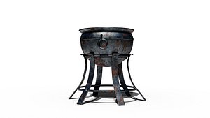 Worn ball-shaped fire brazier