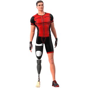 Man Wearing Lower Limb Prosthesis Rigged for Maya