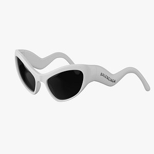 3D Balenciaga Hamptons Cat Sunglasses White