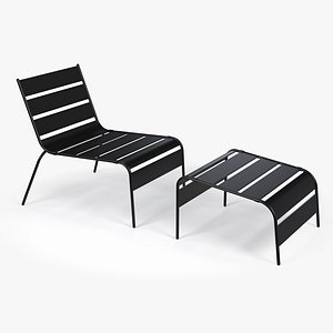 3D model Sunbed - Black Metal Sun Lounger