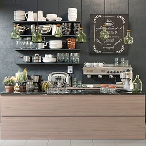 coffee decor dishes 3D model