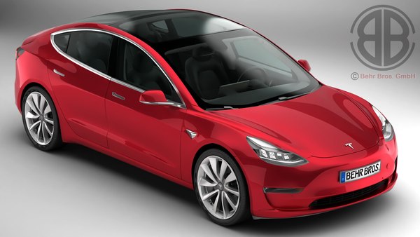 tesla 3 2018 modelled 3D model