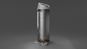 ld Rusty Aluminum Trash Can Dirty Garbage Bin 3D Model Low-poly 3D model