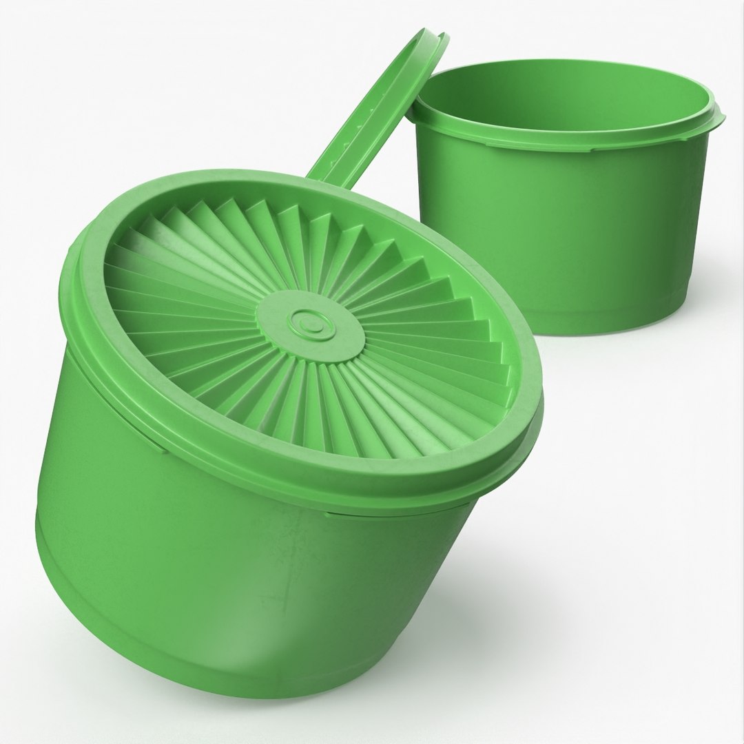 Vintage Food Storage Bowl Green 3D model preview
