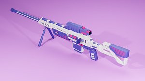 white sci-fi sniper rifle 3D