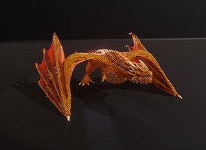 Realistic Gold Wyvern Animated Game-ready Low-poly 3D Model 3D model