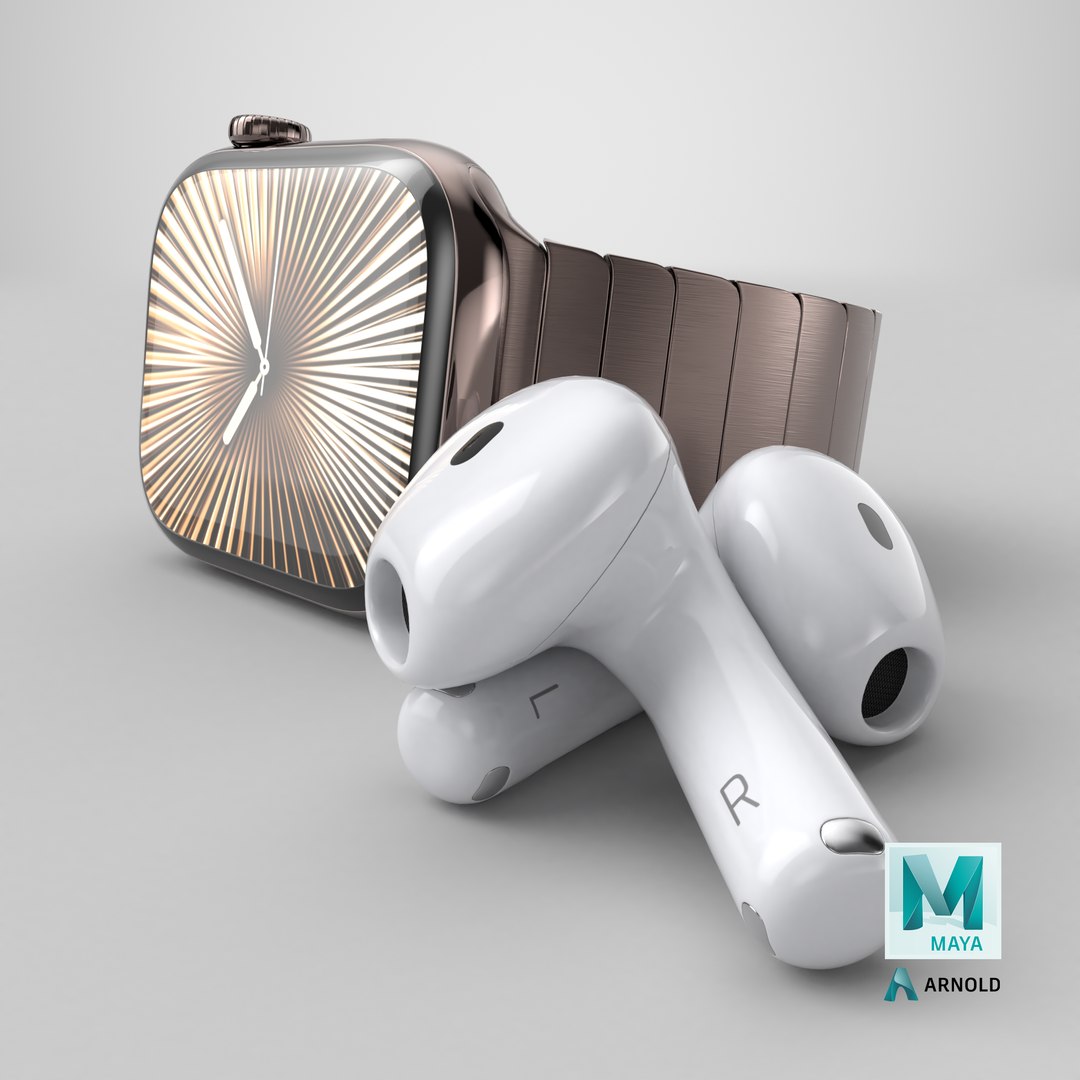 3D Apple Watch 10 Slate Titanium and AirPods 4 https://p.turbosquid.com/ts-thumb/zQ/2xTWmG/Yh/stemcell_maya_arnold_render/png/1733821938/1920x1080/fit_q87/4dca32ef1aa99f5992b780b826dceedd0c287c5c/stemcell_maya_arnold_render.jpg