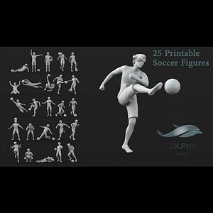 25 Soccer player figures 3D model
