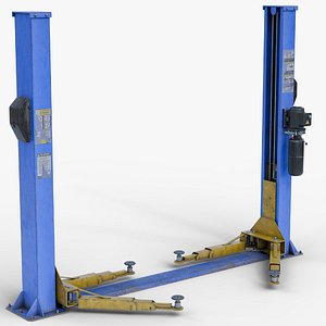 Realistic Worn Two Post Car Lift 3D Model model