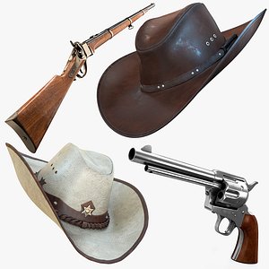 Cowboy Hats And Guns 8K PBR Textures 3D model