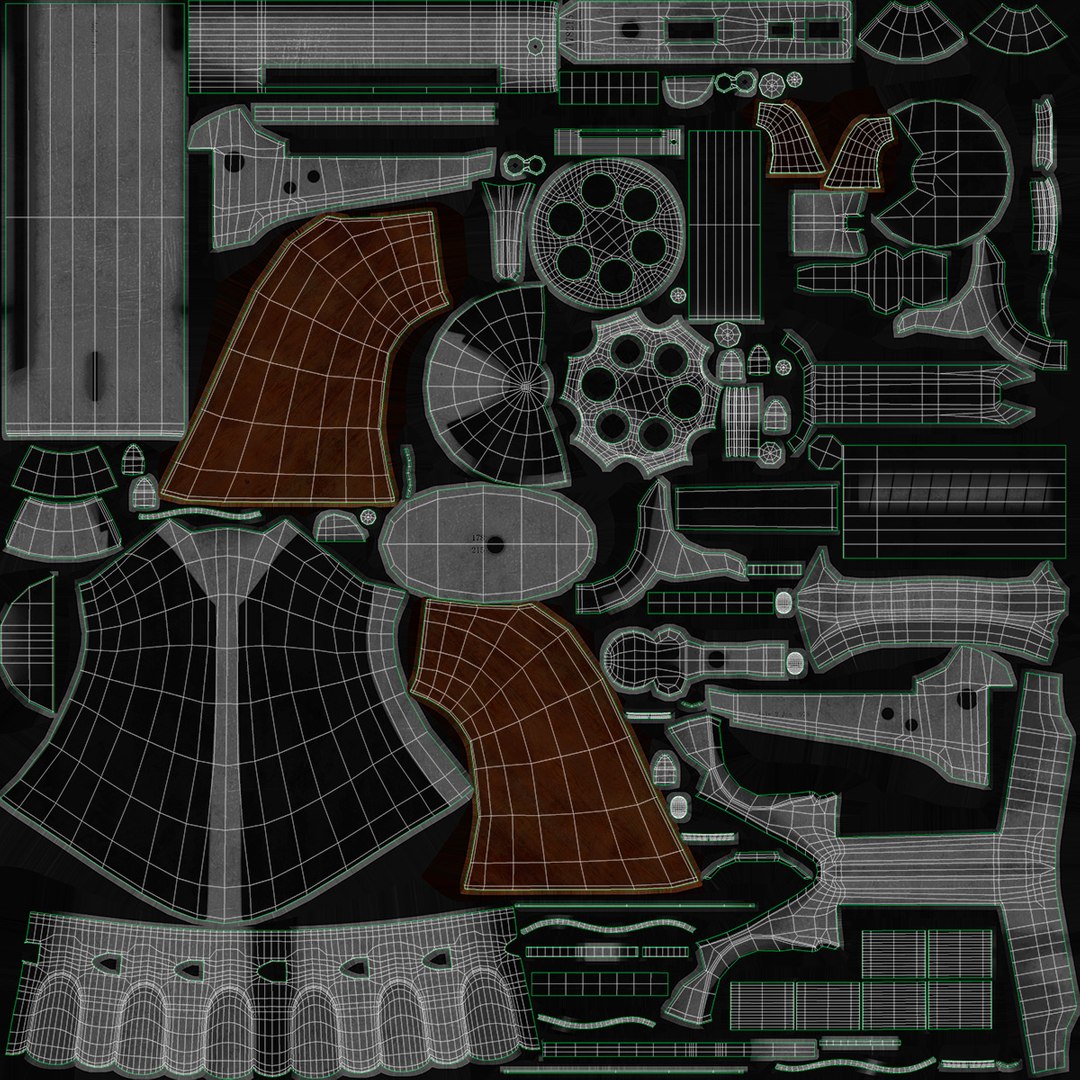 Cowboy Hats And Guns 8K PBR Textures 3D model https://p.turbosquid.com/ts-thumb/zQ/BfstZm/bf/revolver_uv/jpg/1687437852/1920x1080/fit_q87/ef4d628a69b7cb82a2240343327781f4629da41b/revolver_uv.jpg