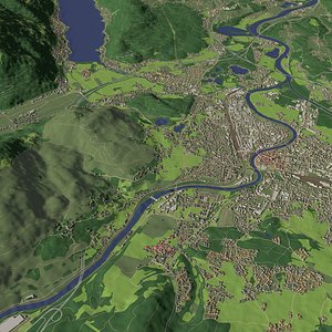 Villach Austria - city and urban 3D model