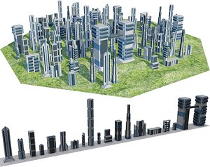 3d model futuristic building city