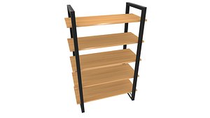 Wooden Shelf 3D Model AR VR PBR Low-poly 3D model model