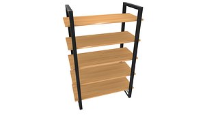 Wooden Shelf 3D Model AR VR PBR Low-poly 3D model