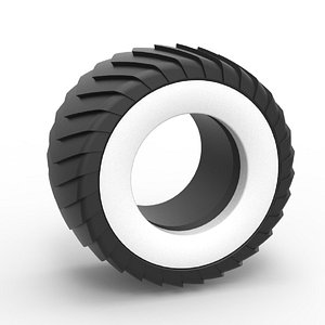 Diecast Pulling truck Whitewall tire 2 Scale 1 to 25 3D