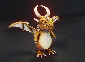 Cartoon Gold Dragon Animated Low-poly 3D Model 3D