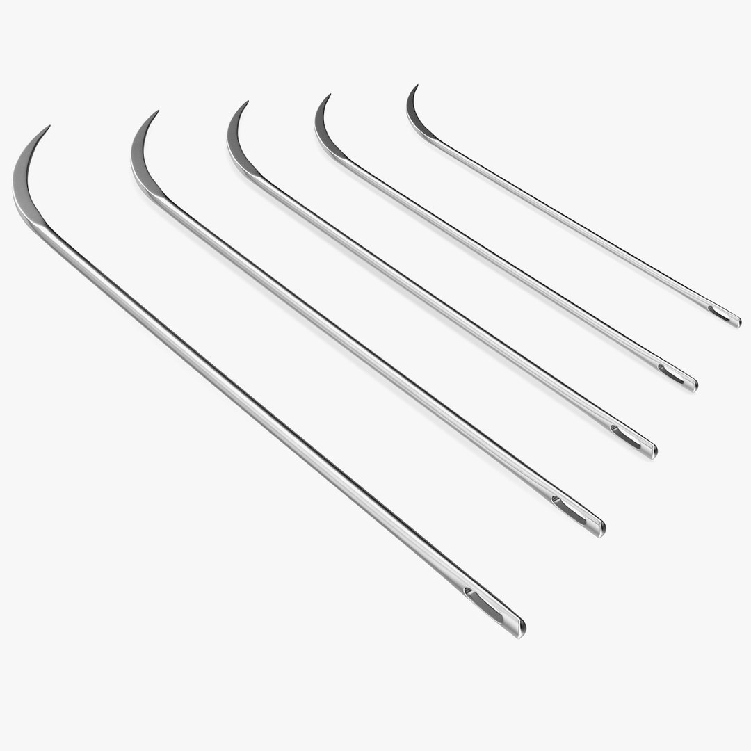 Half Curved Cutting Edge Surgeon Needles Set 3D model preview