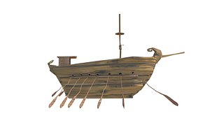3D cartoon galley ship