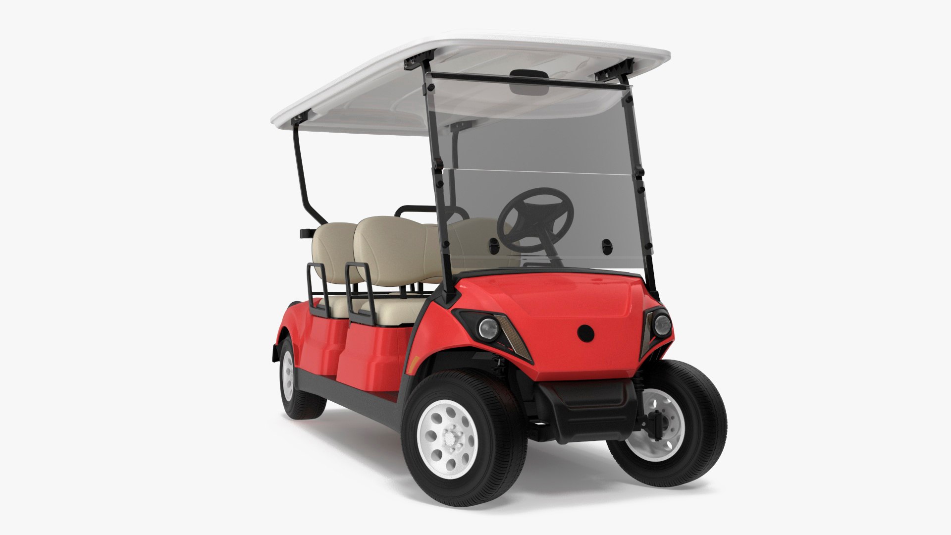 Four Seat Electric Car Yamaha Red Rigged 3D model preview