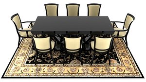 dining room set chairs 3d obj
