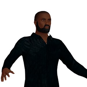 adult black man beard 3D model
