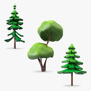 3D Cartoon Trees Collection model
