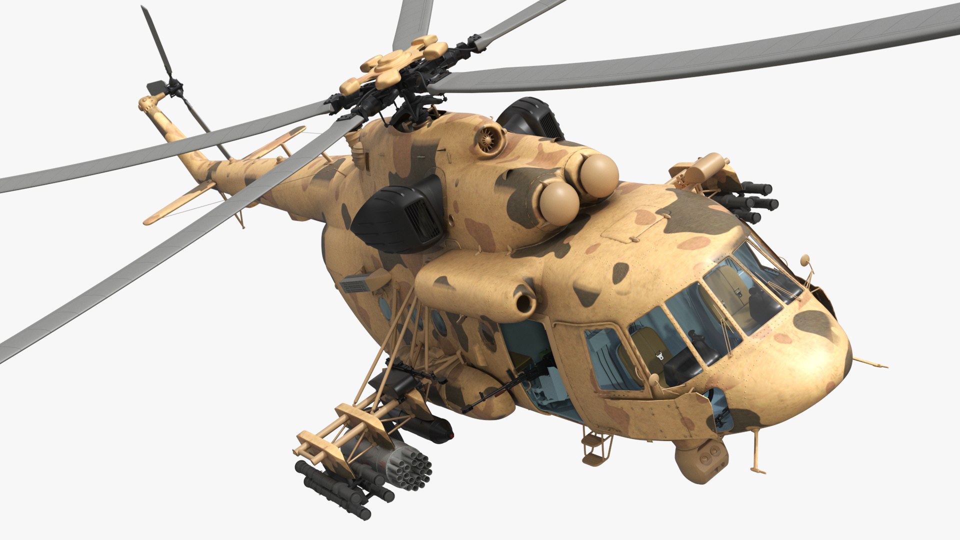 Utility Military Helicopter Desert Rigged for Maya 3D model preview