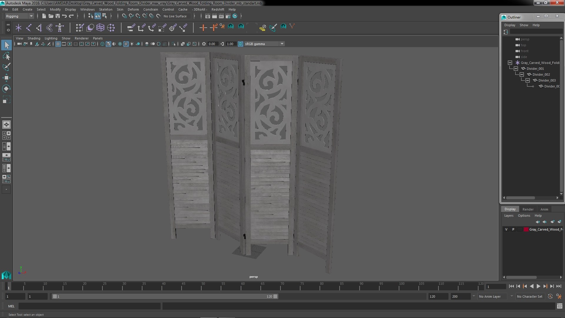 3D Gray Carved Wood Folding Room Divider model - TurboSquid 2127805