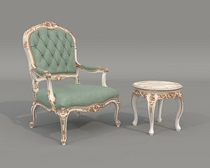 3D Classic European Style Coffee Table and Armchair 37 model