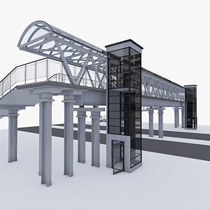steel pedestrian bridge 3D