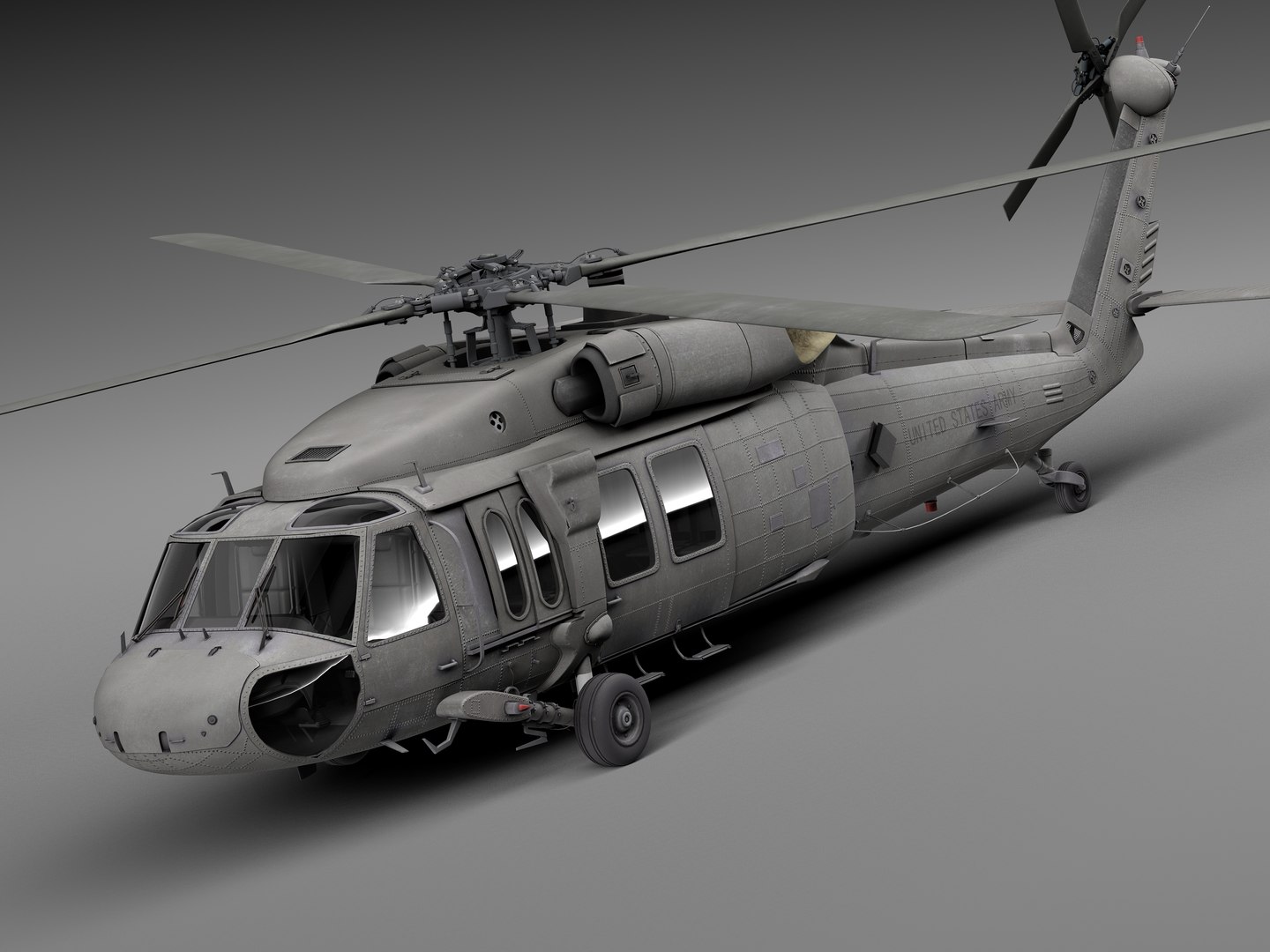 3d Interior Black Sikorsky Uh-60a
