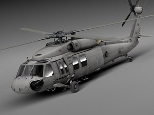 3d interior black sikorsky uh-60a