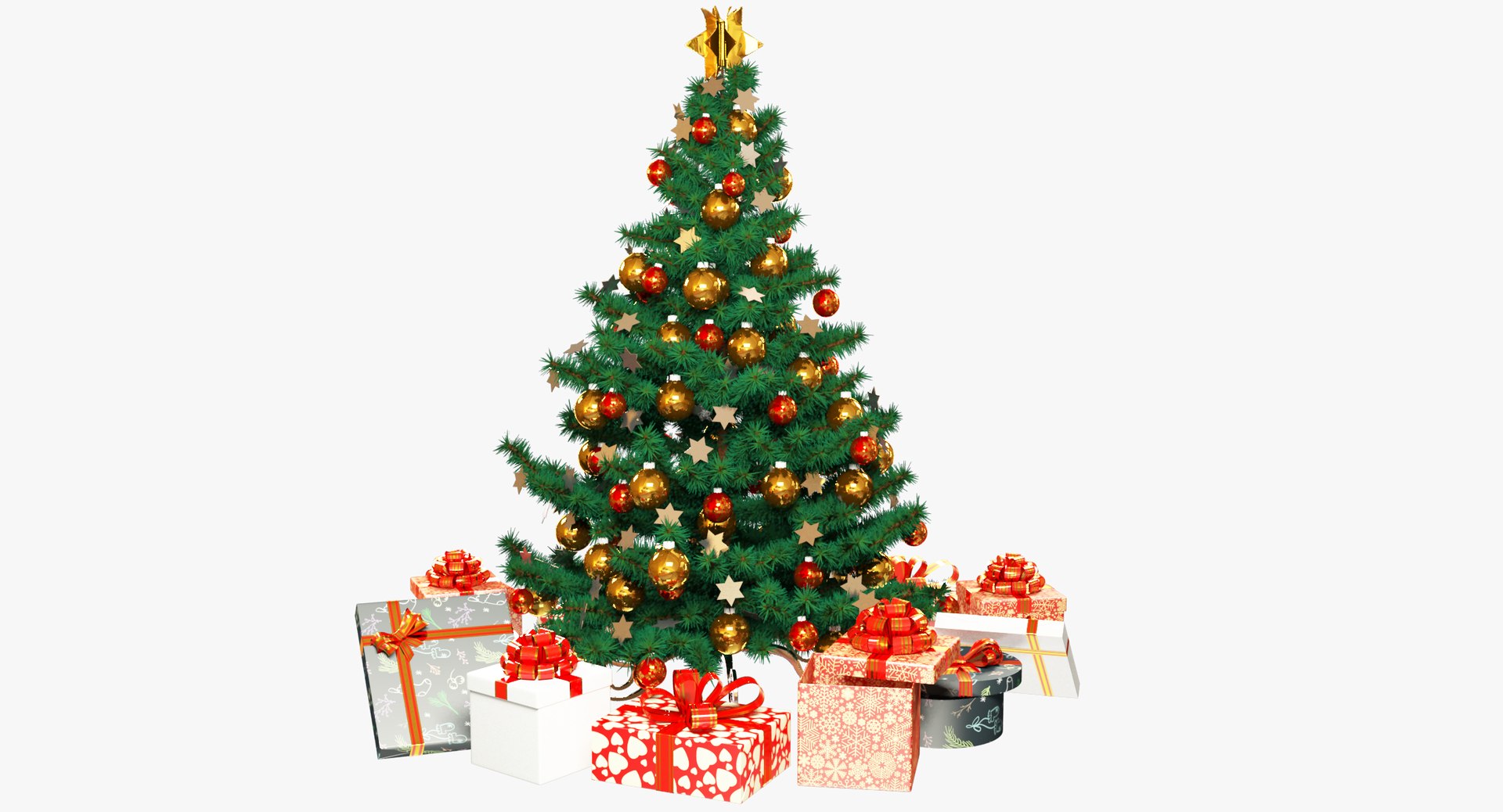 3D set christmas trees gifts - TurboSquid 1351058