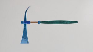 3D A Roman Dolabra with a light blue blade of cracked crystal