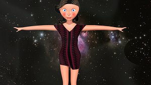 free low poly woman in dress 23