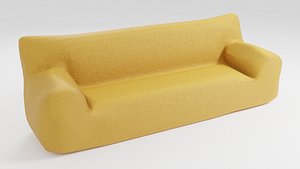 3D Stylish sofa in yellow tones with a unique design