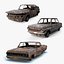 set burnt cars 3D model