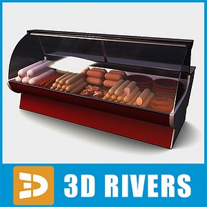3d display freezer food sausages