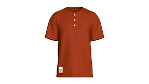 3D Men Terracotta Henley Tee model