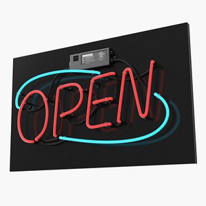 neon sign open 3D model