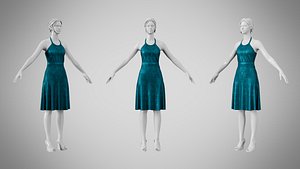 Dress 22 Teal Velvet With Design
