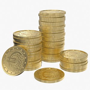 3D Euro Gold Coin Stack 1