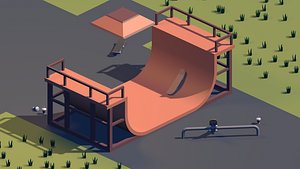 low poly skate park