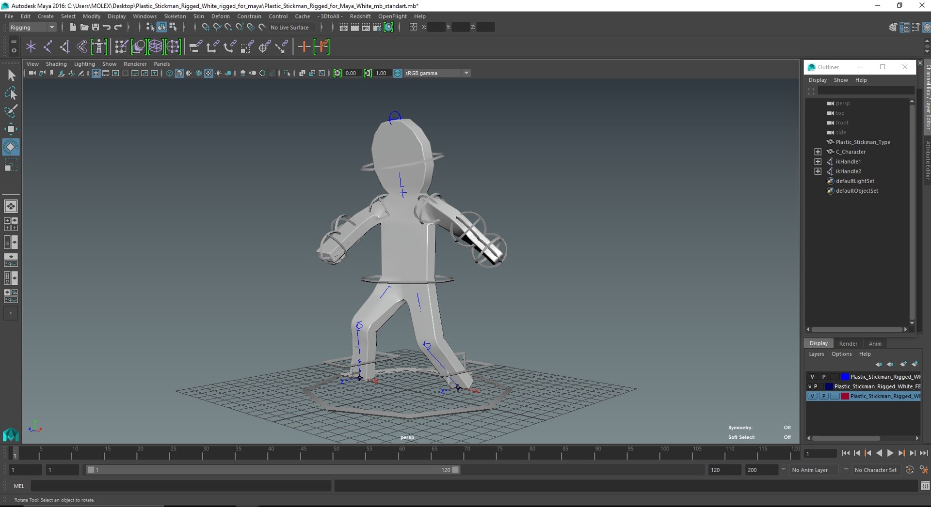 Plastic Stickman Rigged White For Maya 3D - TurboSquid 2122368