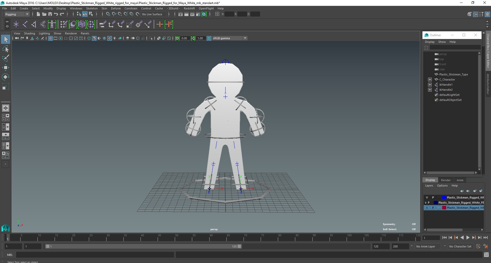 Plastic Stickman Rigged White For Maya 3D - TurboSquid 2122368