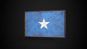 Old Picture Frame With Somalia Flag - Game Ready PBR Low-poly 3D Model