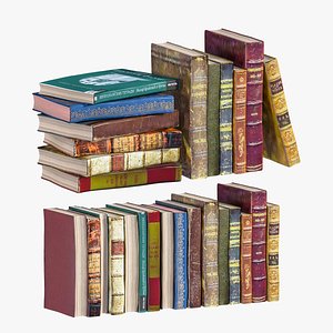 literature vintage books 3D model