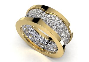3D model ring wedding azurs pave