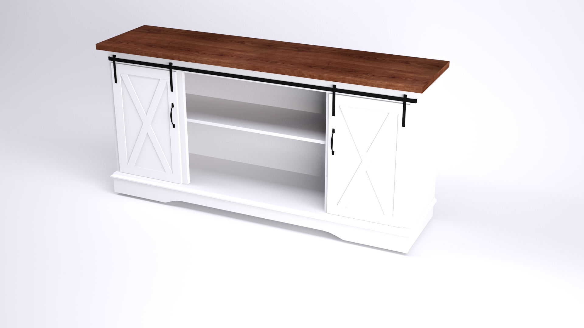 3D TV Stand Barn Doors Model TurboSquid 2148770